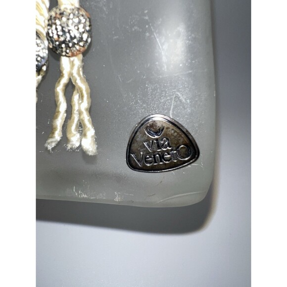 VIA VENETO ITALY milky Decanter bottle Silver Flower Cork Stopper Vintage - Picture 4 of 10